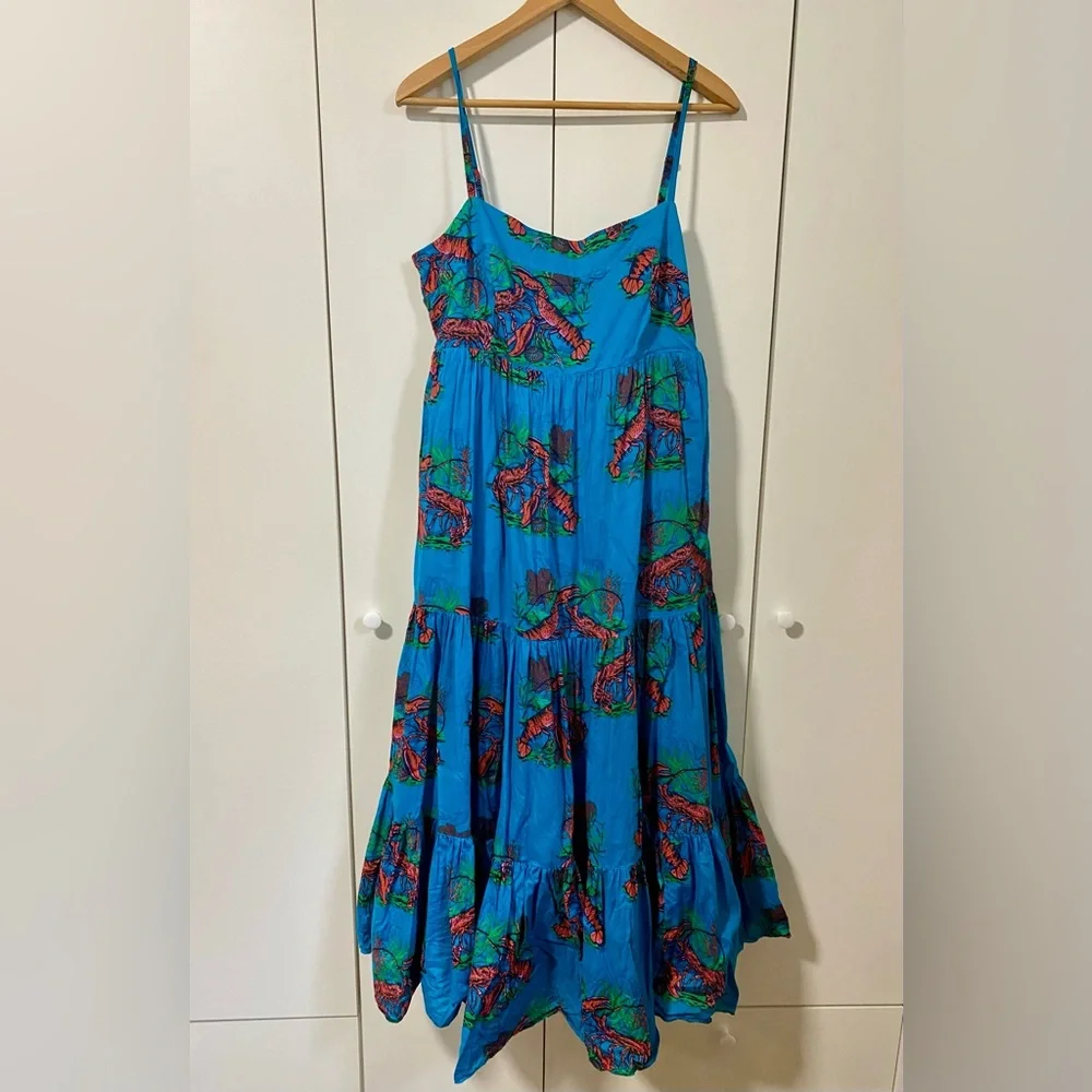 J. Crew Turquoise Floral Tiered Maxi Dress - Picture 3 of 7